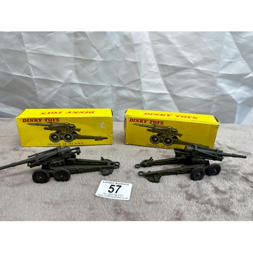 57 - Pair of French Dinky 819  155mm Howitzer ABS Guns (Mint & Boxed)