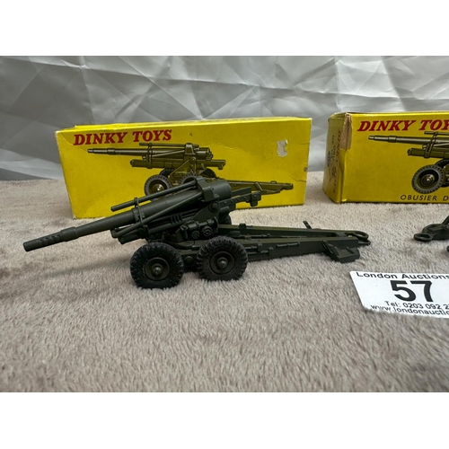 57 - Pair of French Dinky 819  155mm Howitzer ABS Guns (Mint & Boxed)