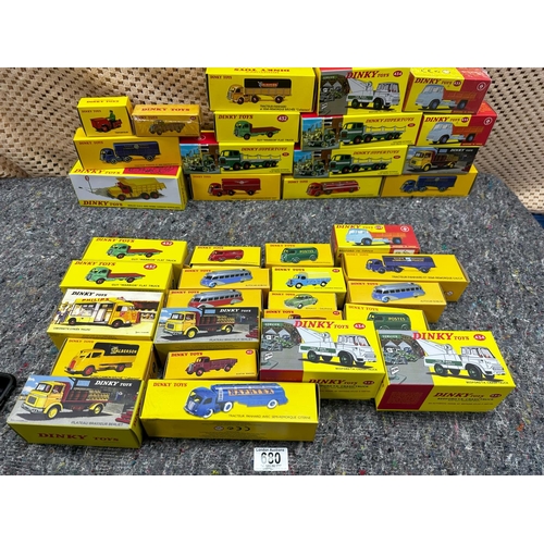 680 - Quantity of 37 Unused New and Boxed Reproduction Dinky Toys incl. French Dinky, Dinky Supertoys etc ... 