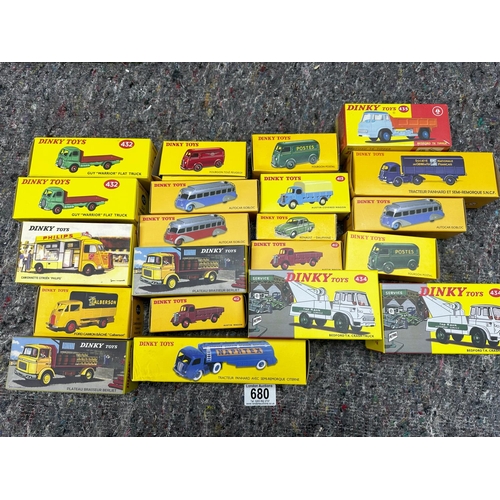 680 - Quantity of 37 Unused New and Boxed Reproduction Dinky Toys incl. French Dinky, Dinky Supertoys etc ... 