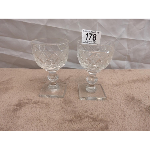 178 - Pair of Square Footed Victorian Wine Glasses