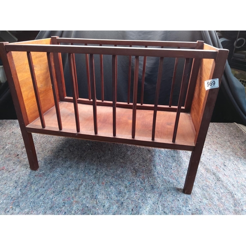 569 - Vintage Wooden Dolls Cot