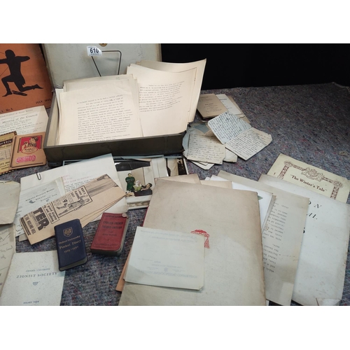 610 - Interesting Lot to include. Ephemera, Old Photographs, Diaries, Sketch Books etc