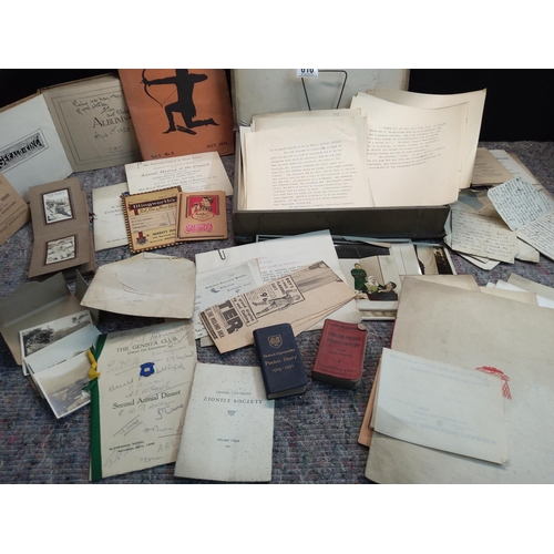 610 - Interesting Lot to include. Ephemera, Old Photographs, Diaries, Sketch Books etc