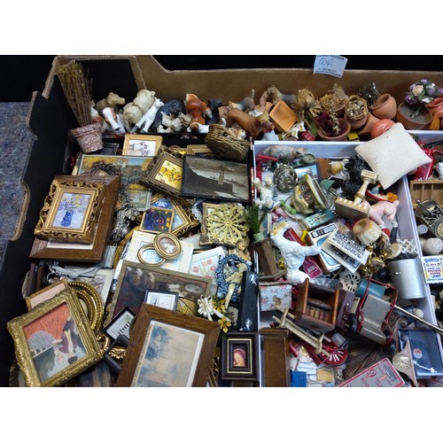 601A - Tray of Good Quality Dolls House Miniatures etc incl. Animals, Pots, etc