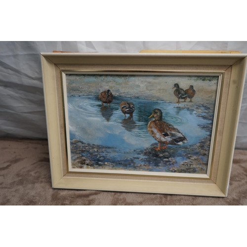 84 - Oil on Canvas-Ducks-Signed I.F Brown