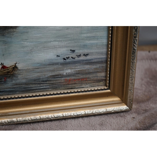 92 - Dutch River Scene-PJ Flowers-Oil on Board