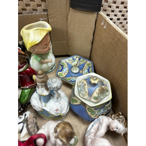 698 - A mixed lot to include 1930's Ceramics, Figurines Goebel Seated Boy and Vileroy & Boch Christmas Fig... 