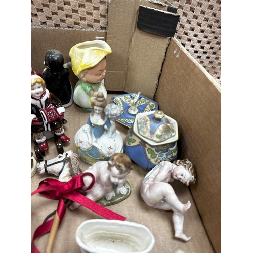 698 - A mixed lot to include 1930's Ceramics, Figurines Goebel Seated Boy and Vileroy & Boch Christmas Fig... 