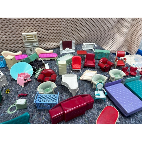 702 - A Good Lot of Vintage Dolls House Furniture - Mostly Plastic