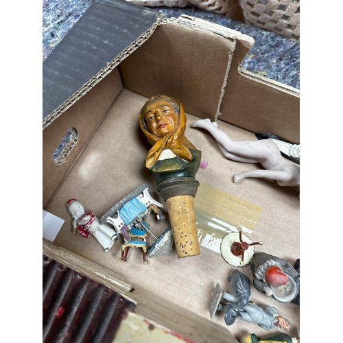 706 - Good Mixed Lot to contain a collection of Art Deco Pin Cushions, Various Miniatures, Bisque Deco Lad... 