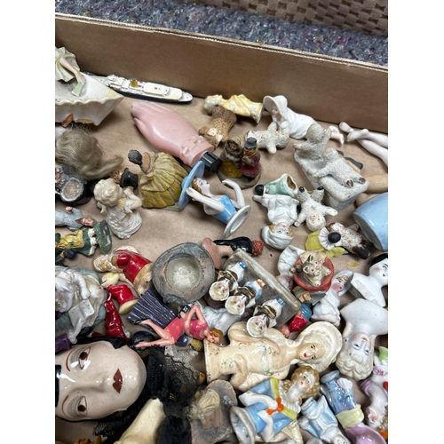 706 - Good Mixed Lot to contain a collection of Art Deco Pin Cushions, Various Miniatures, Bisque Deco Lad... 