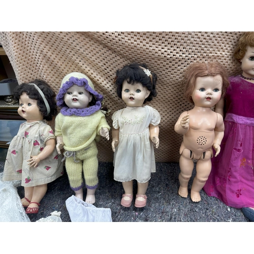 709 - Box of Vintage Jointed Dolls incl. Wilkinson & Gross Cinderella, Pedigree Dolls,  Semco etc