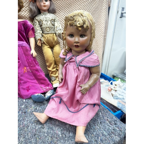 709 - Box of Vintage Jointed Dolls incl. Wilkinson & Gross Cinderella, Pedigree Dolls,  Semco etc