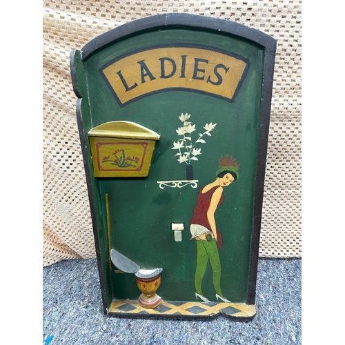 710 - Art Deco Style Wooden Ladies Pub Toilet Sign