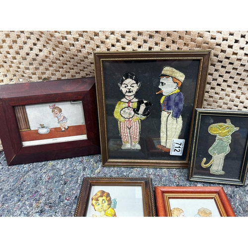 712 - Lot of Various Art Deco Prints, Embroideries etc