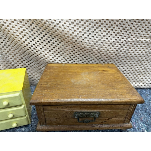 721 - Old Oak Box and a Painted Yellow Wooden Box