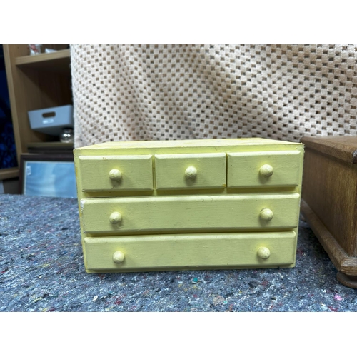 721 - Old Oak Box and a Painted Yellow Wooden Box