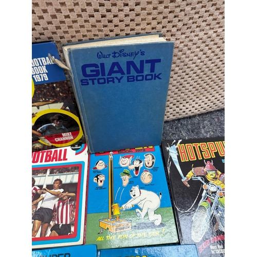 728 - A box containing various Vintage Annuals and 1970's French Disney Books Etc