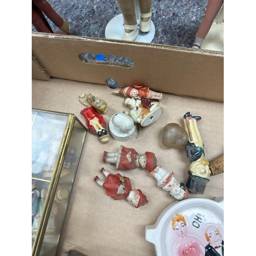 731 - Good Lot of Vintage Dolls and other various items inc Lime Stone carving Art Deco Miniatures Etc