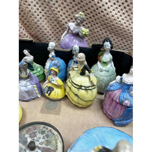 724 - Good Lot of Art Deco Figural Porcelain Lady Powder Pots and Others