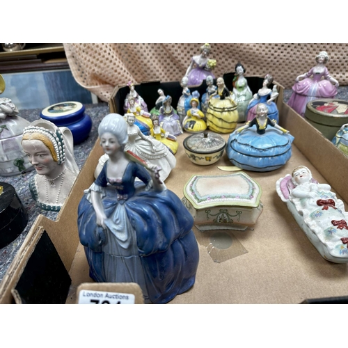 724 - Good Lot of Art Deco Figural Porcelain Lady Powder Pots and Others