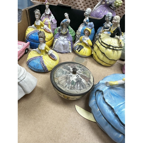 724 - Good Lot of Art Deco Figural Porcelain Lady Powder Pots and Others