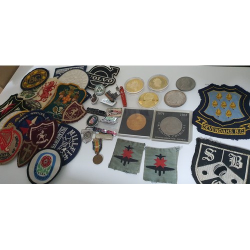 12A - Nice selection of old patches / badges & coins etc