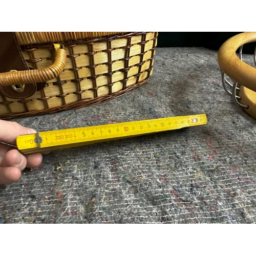 604 - Formano Fruit Bowl, Vintage Picnic Basket & a Folding Ruler