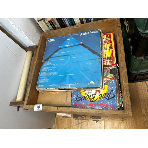 78 - Wooden Crate Containing a Large Quantity of Vinyl Records mostly 7