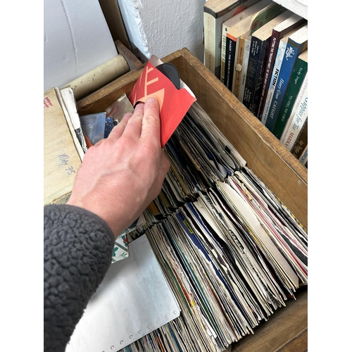 78 - Wooden Crate Containing a Large Quantity of Vinyl Records mostly 7