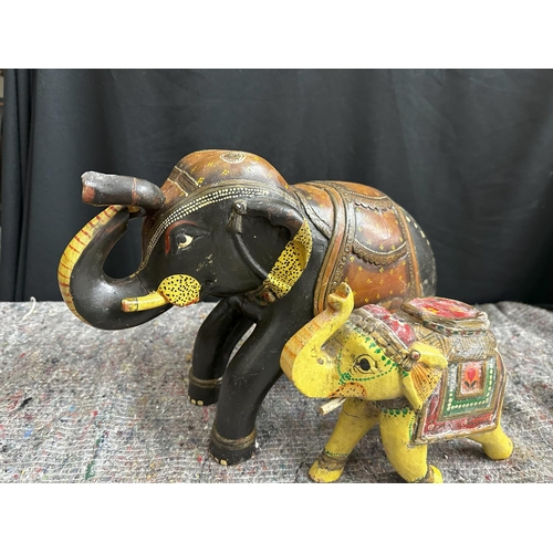 841 - Pair Of Vintage Folk Art Elephants