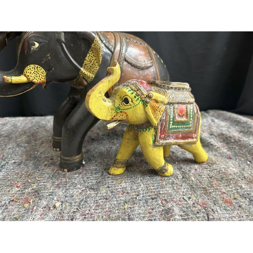 841 - Pair Of Vintage Folk Art Elephants