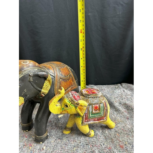 841 - Pair Of Vintage Folk Art Elephants