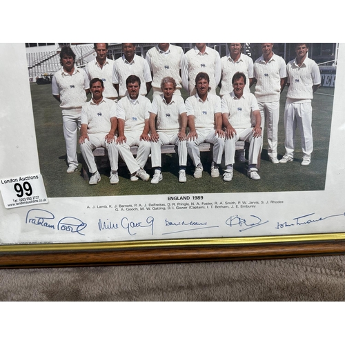 99 - England Cricket Print & a Signed Cricket Bat from the 1989 Australian Tour