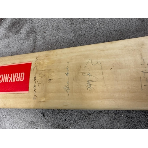 99 - England Cricket Print & a Signed Cricket Bat from the 1989 Australian Tour