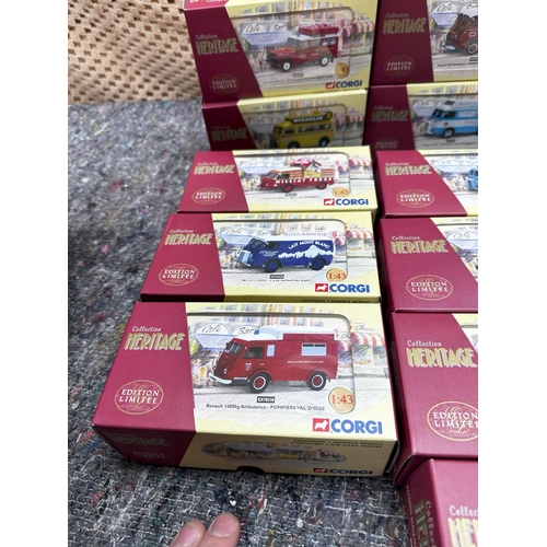 674 - Box Containing 16 New and Boxed Corgi Heritage Ltd Edition French Diecast Vehicles