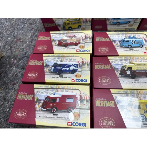 674 - Box Containing 16 New and Boxed Corgi Heritage Ltd Edition French Diecast Vehicles