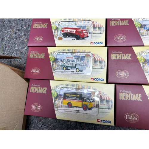 675 - Box Containing 15 New and Boxed Corgi Heritage Ltd Edition French Diecast Vehicles