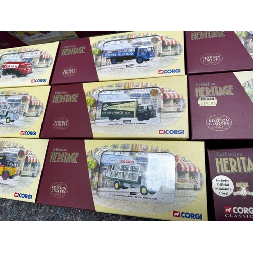 675 - Box Containing 15 New and Boxed Corgi Heritage Ltd Edition French Diecast Vehicles