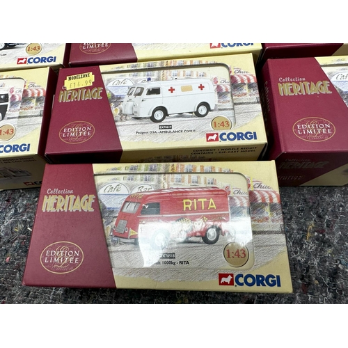 676 - Box Containing 14 New and Boxed Corgi Heritage Ltd Edition French Diecast Vehicles