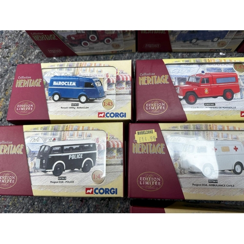 676 - Box Containing 14 New and Boxed Corgi Heritage Ltd Edition French Diecast Vehicles