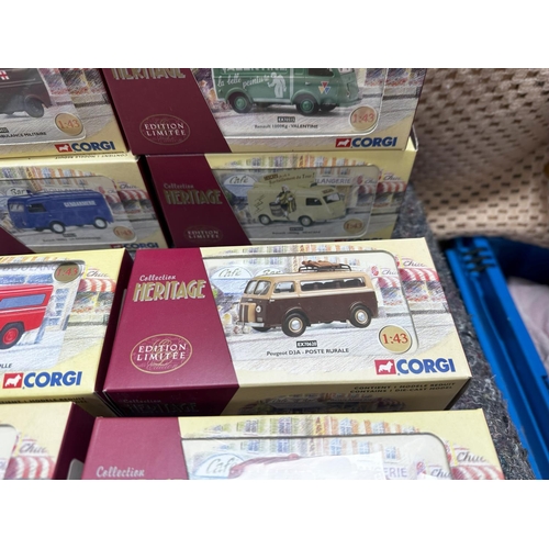 676 - Box Containing 14 New and Boxed Corgi Heritage Ltd Edition French Diecast Vehicles