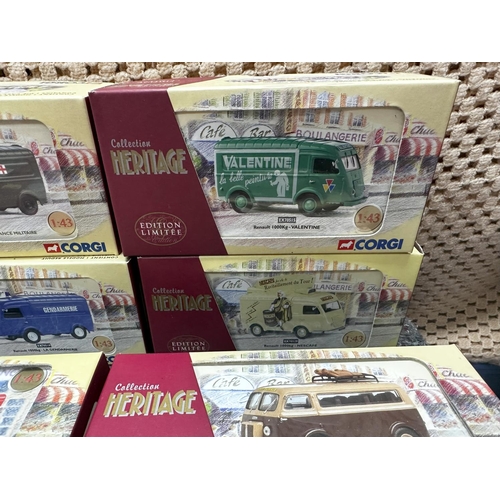 676 - Box Containing 14 New and Boxed Corgi Heritage Ltd Edition French Diecast Vehicles