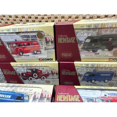 676 - Box Containing 14 New and Boxed Corgi Heritage Ltd Edition French Diecast Vehicles