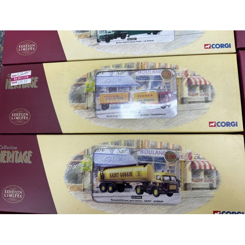 679 - Box Containing 10 New and Boxed Corgi Heritage Ltd Edition French Diecast Vehicles