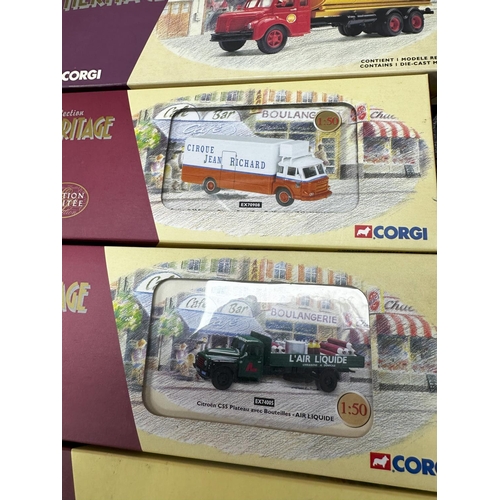 679 - Box Containing 10 New and Boxed Corgi Heritage Ltd Edition French Diecast Vehicles