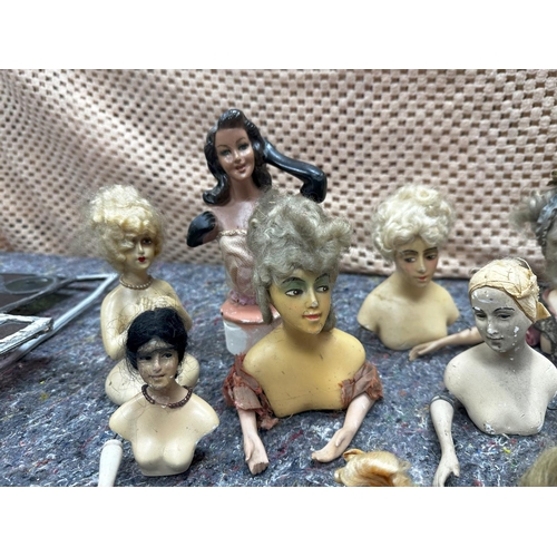 719 - Lot of Antique 1920s Chalkware Half Dolls etc