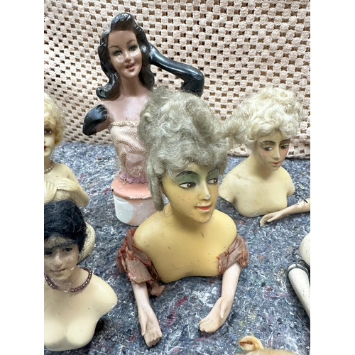 719 - Lot of Antique 1920s Chalkware Half Dolls etc