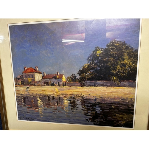 830 - Framed Alfred Sisley Print-Banks of the Loing Saint Mammes 85cm x 75cm